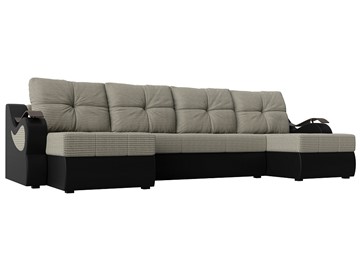 П-образный диван Меркурий П, Корфу 02 (рогожка)/черный (экокожа) в Барнауле