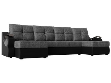 П-образный диван Меркурий П, Серый/черный (рогожка/экокожа) в Барнауле