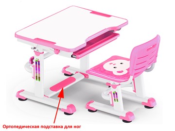 Парта растущая + стул Mealux BD-08 Teddy, pink, розовая в Барнауле