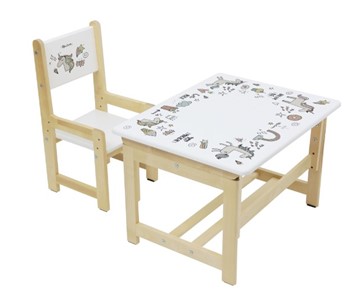 Комплект детской мебели POLINI KIDS ECO 400 SM, ЕДИНОРОГ, 68Х55 СМ, БЕЛЫЙ-НАТУРАЛЬНЫЙ в Барнауле