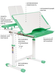 Растущий стул и растущая парта SET HOLTO-17А, зеленый в Барнауле - предосмотр 5
