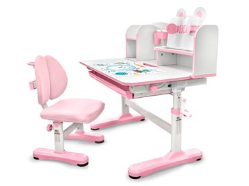 Растущая парта + стул Mealux EVO Panda XL pink BD-29 PN, столешница белая / пластик розовый в Барнауле