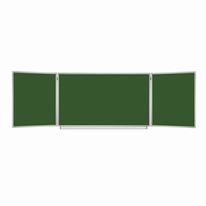 Доска для мела магнитная 3-х элементная 100х150/300 см, 5 рабочих поверхностей, зеленая, BRAUBERG, 231707 в Барнауле