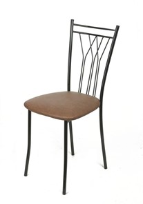 Кухонный стул Премьер СРП-097 Эмаль черная, экотекс коричневый в Барнауле - предосмотр